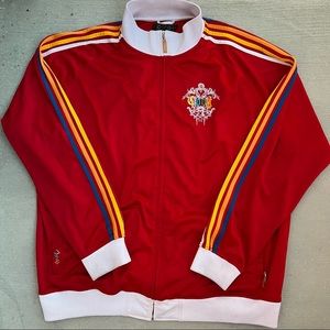 Coogi Heritage Mens Track Jacket Red Green Embroidered Full-Zip Windbreaker 4XL